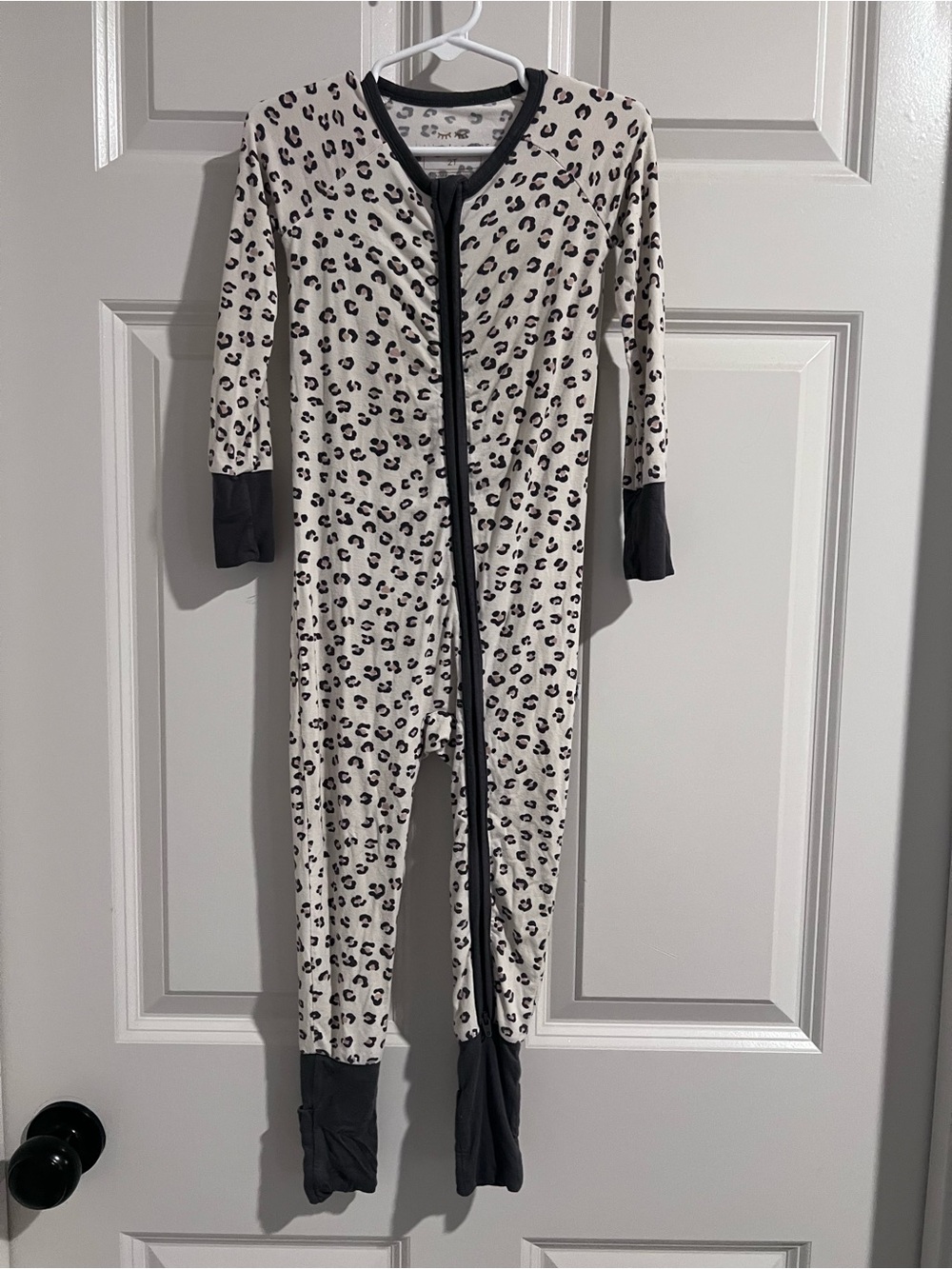 Little Sleepies Luxe Leopard Print Footed Pajamas with Black Trim